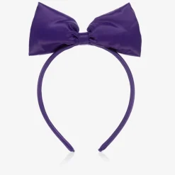 Girls Purple Satin Bow Hairband