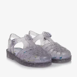 Girls Purple Star Glitter Jelly Sandals
