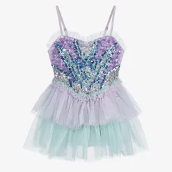 Girls Purple Super Hero Sequin Dress