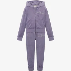 Girls Purple Velour Tracksuit