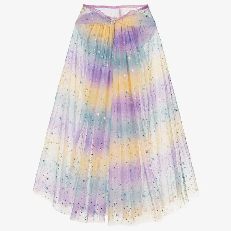 Girls Rainbow Tulle Star Cape Costume