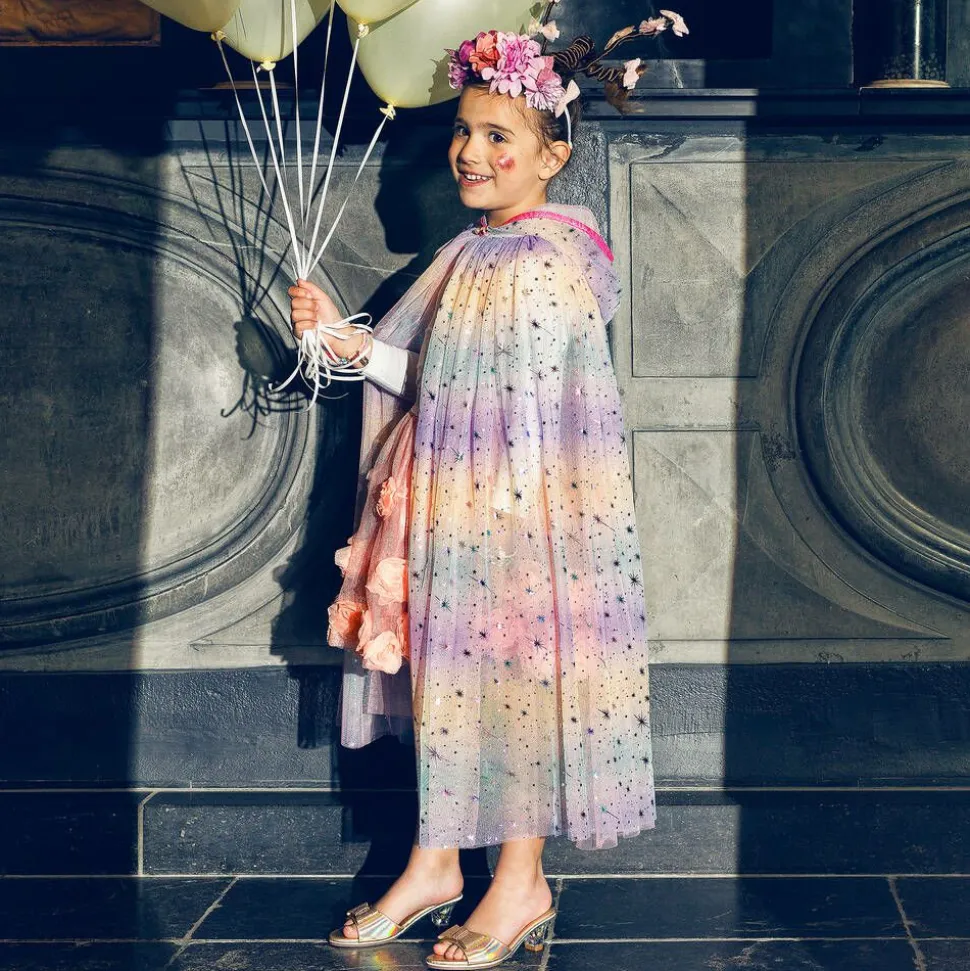 Girls Rainbow Tulle Star Cape Costume