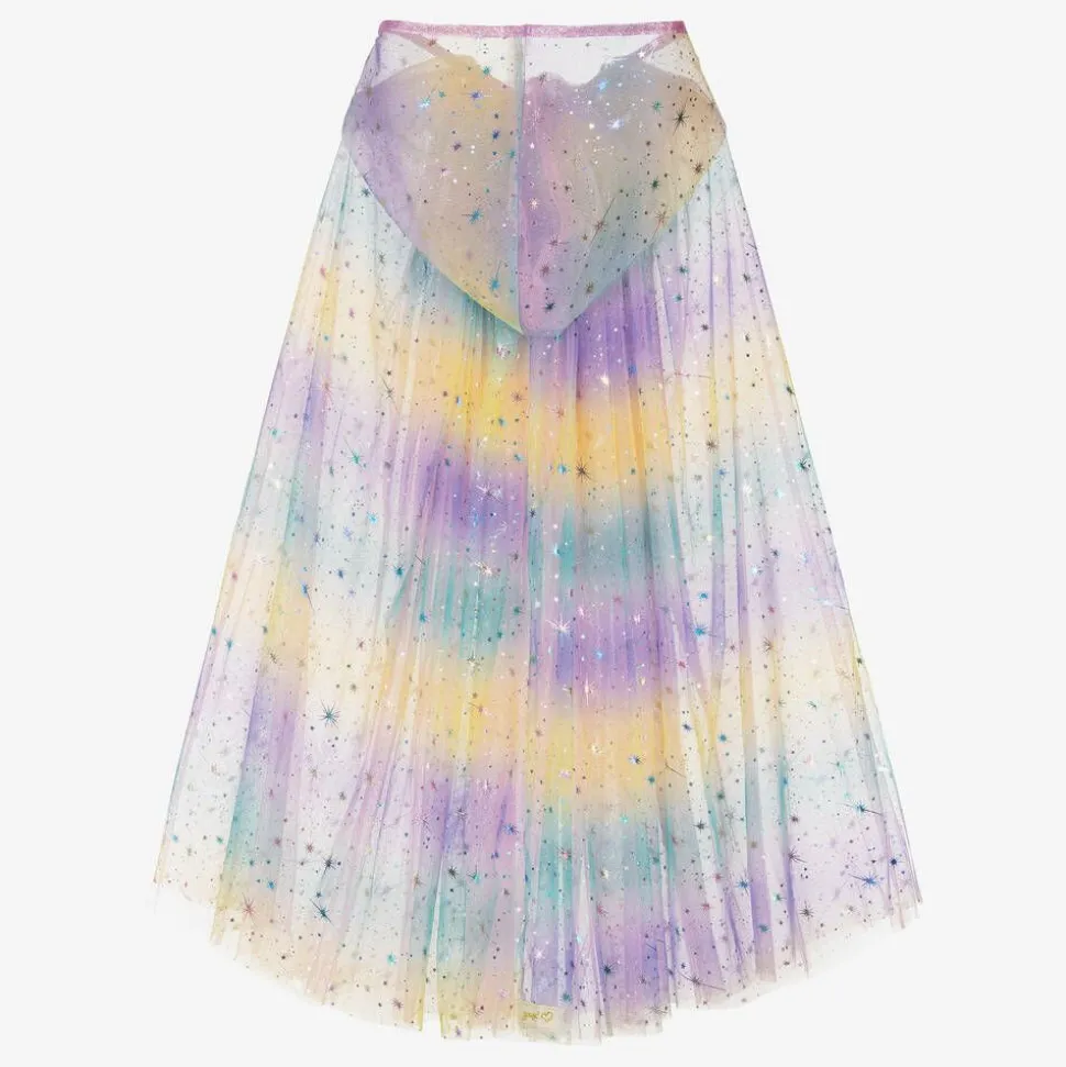 Girls Rainbow Tulle Star Cape Costume