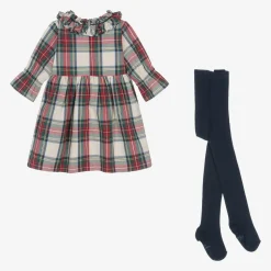 Girls Red & GreenTartan Cotton Dress Set