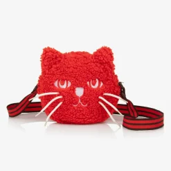 Girls Red Bouclé Cat Bag (15cm)