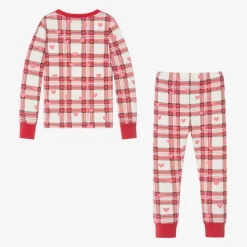 Girls Red Check Cotton Heart Pyjamas