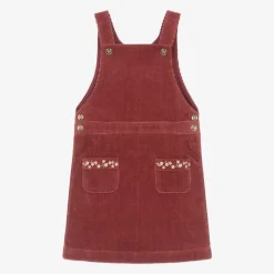 Girls Red Corduroy Pinafore Dress