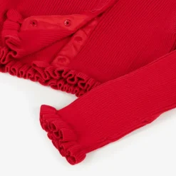 Girls Red Cotton Knit Cardigan