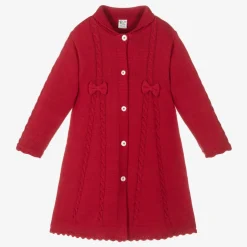 Girls Red Cotton Knit Coat