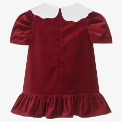 Girls Red Cotton Velvet Dress