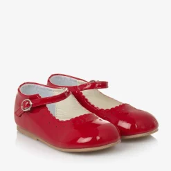 Girls Red Faux Patent Leather Shoes