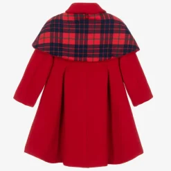 Girls Red Felted Cape Coat