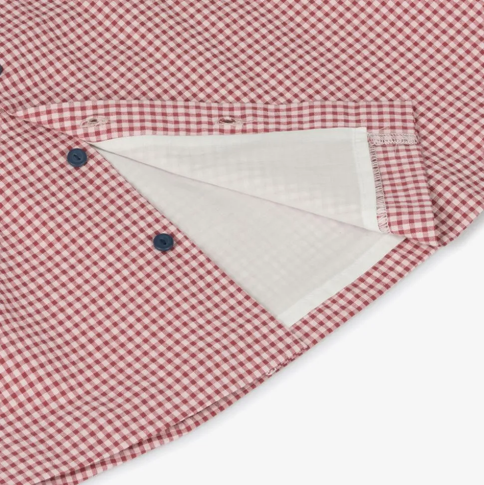 Girls Red Gingham Check Cotton Dress
