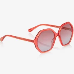 Girls Red Hexagonal Sunglasses