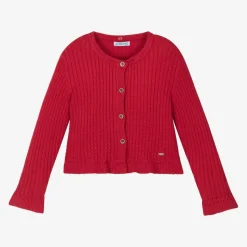 Girls Red Knitted Cardigan
