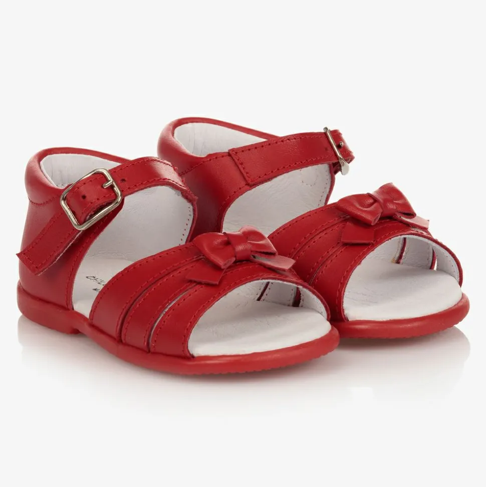 Girls Red Leather Sandals