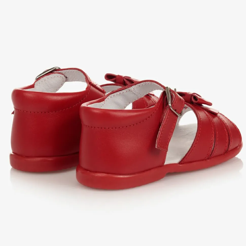 Girls Red Leather Sandals