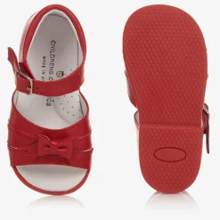 Girls Red Leather Sandals