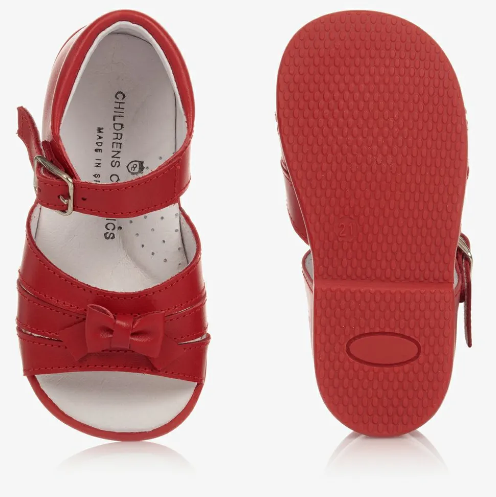 Girls Red Leather Sandals