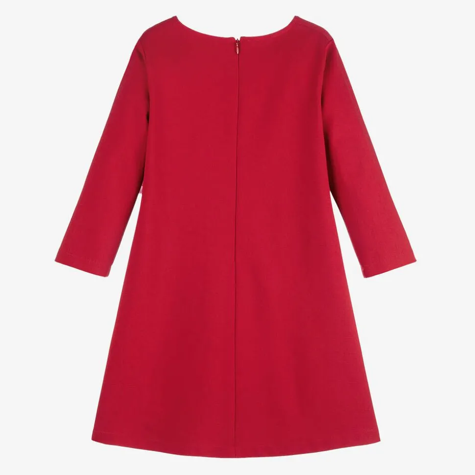 Girls Red Milano Jersey Flower Dress