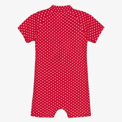 Girls Red Polka Dot Sun Suit (UPF50+)