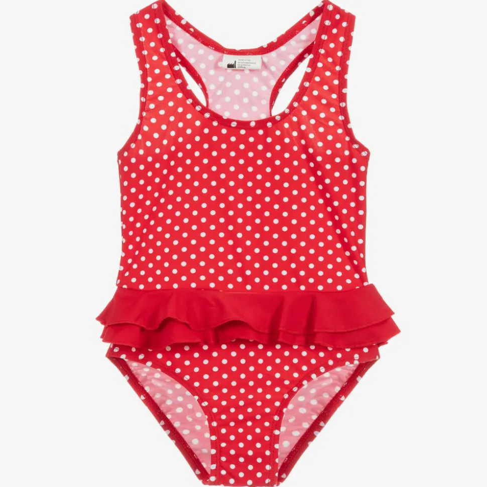 Girls Red Polka Dot Swimsuit (UPF50+)