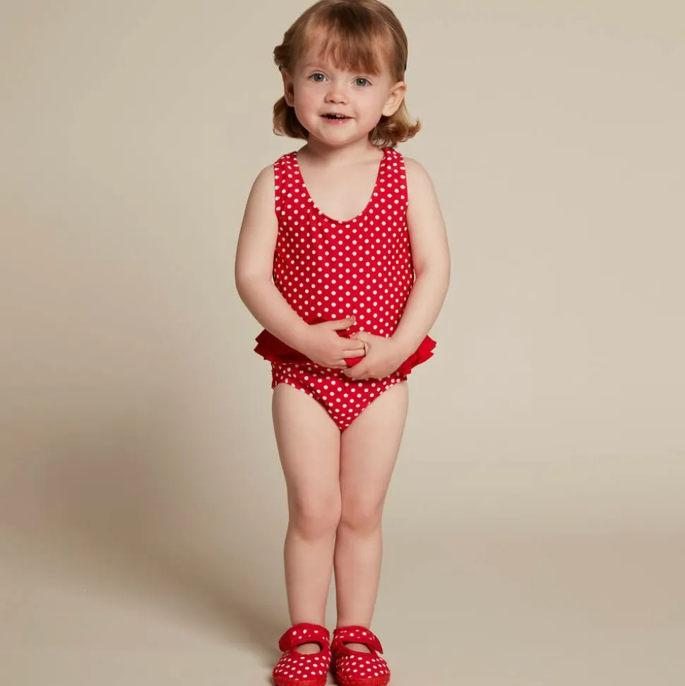 Girls Red Polka Dot Swimsuit (UPF50+)