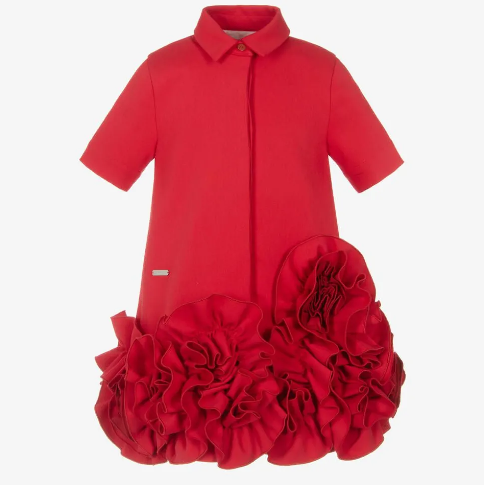 Girls Red Ruffle Dress