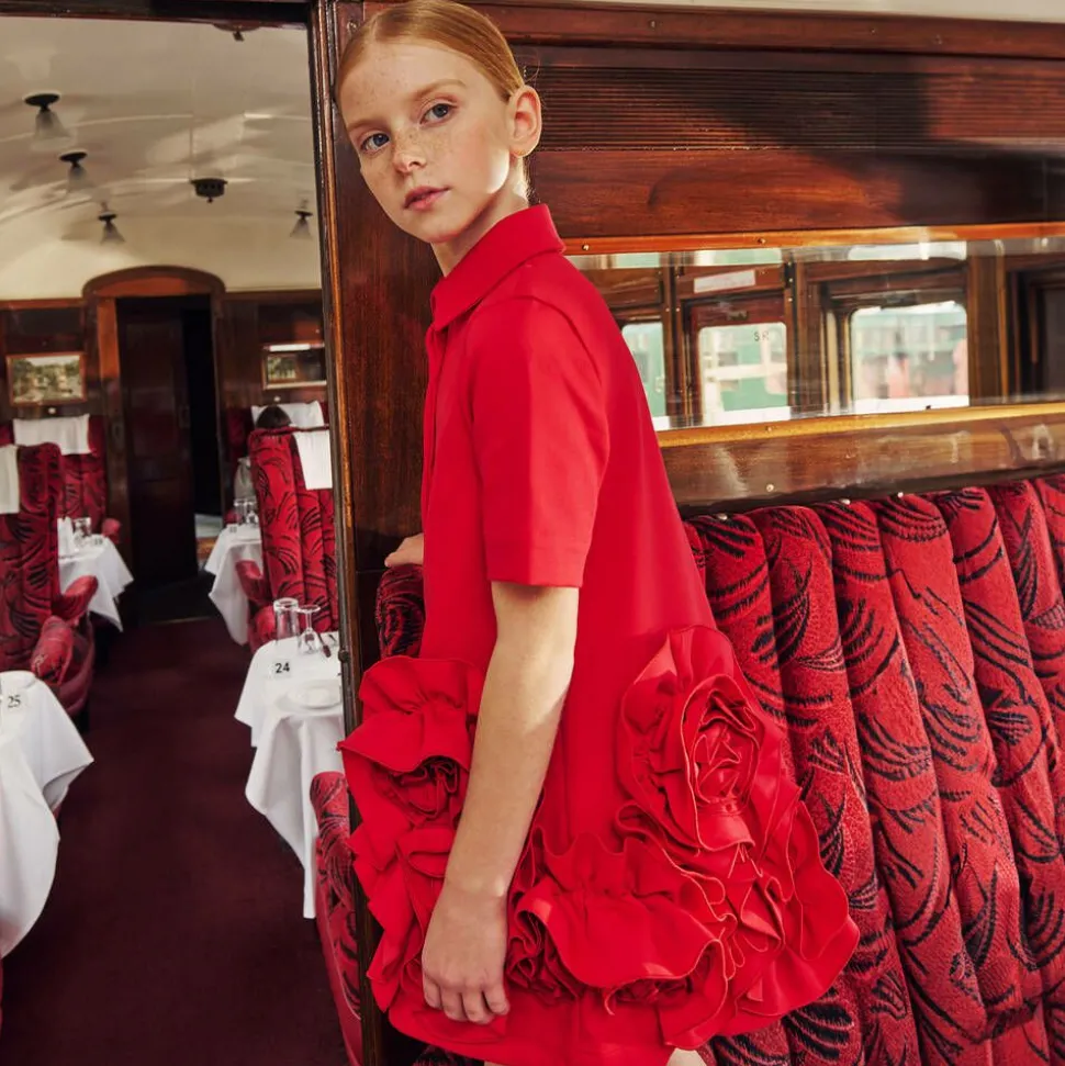 Girls Red Ruffle Dress