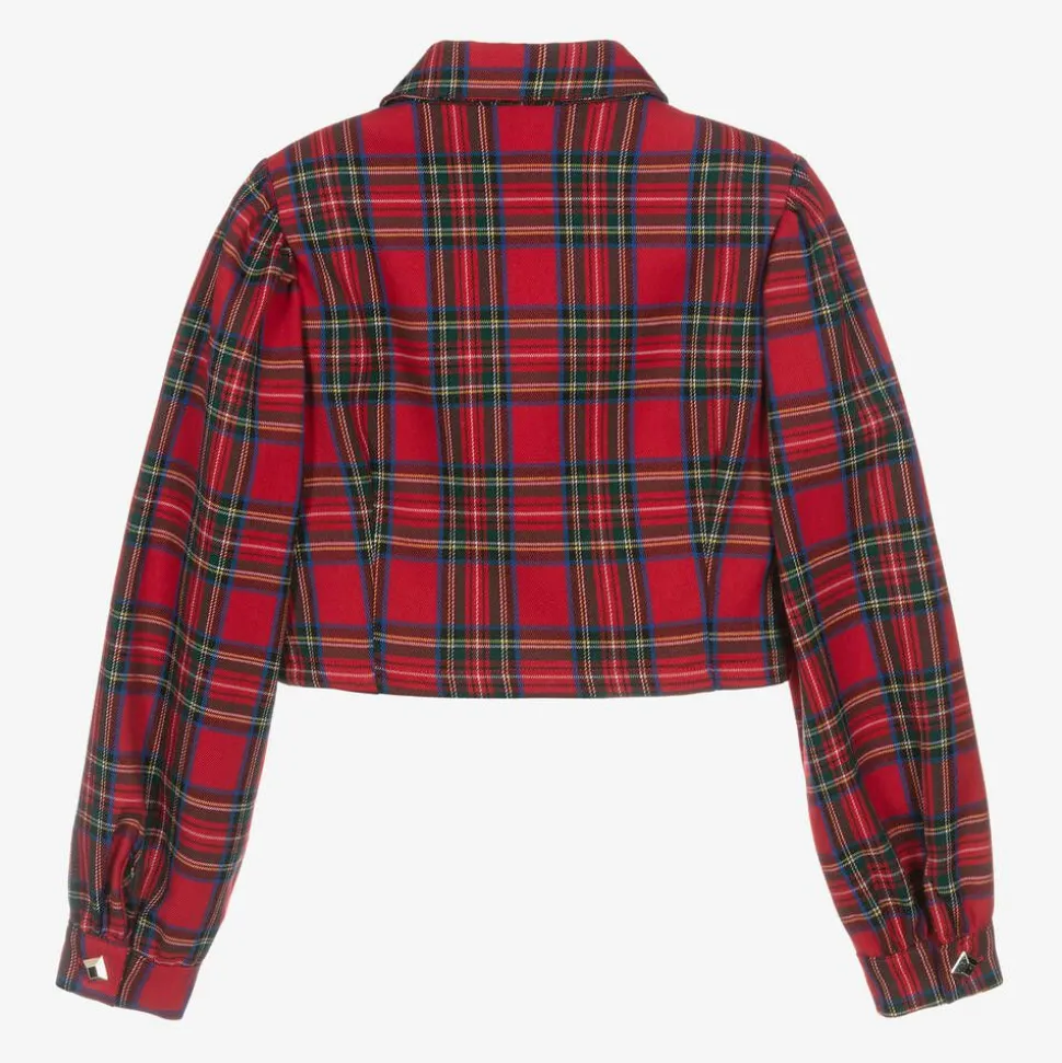 Girls Red Tartan Twill Blouse