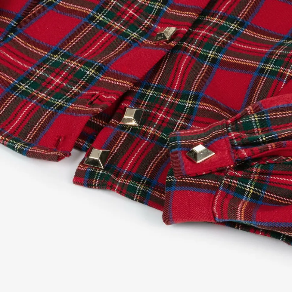 Girls Red Tartan Twill Blouse