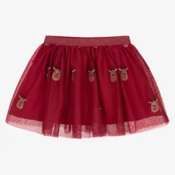 Girls Red Tulle Reindeer Skirt