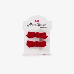 Girls Red Velvet Bow Hair Clips (2 Pack)