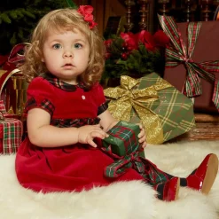 Girls Red Velvet Dress