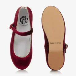 Girls Red Velvet Mary Jane Pumps