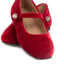 Girls Red Velvet Shoes