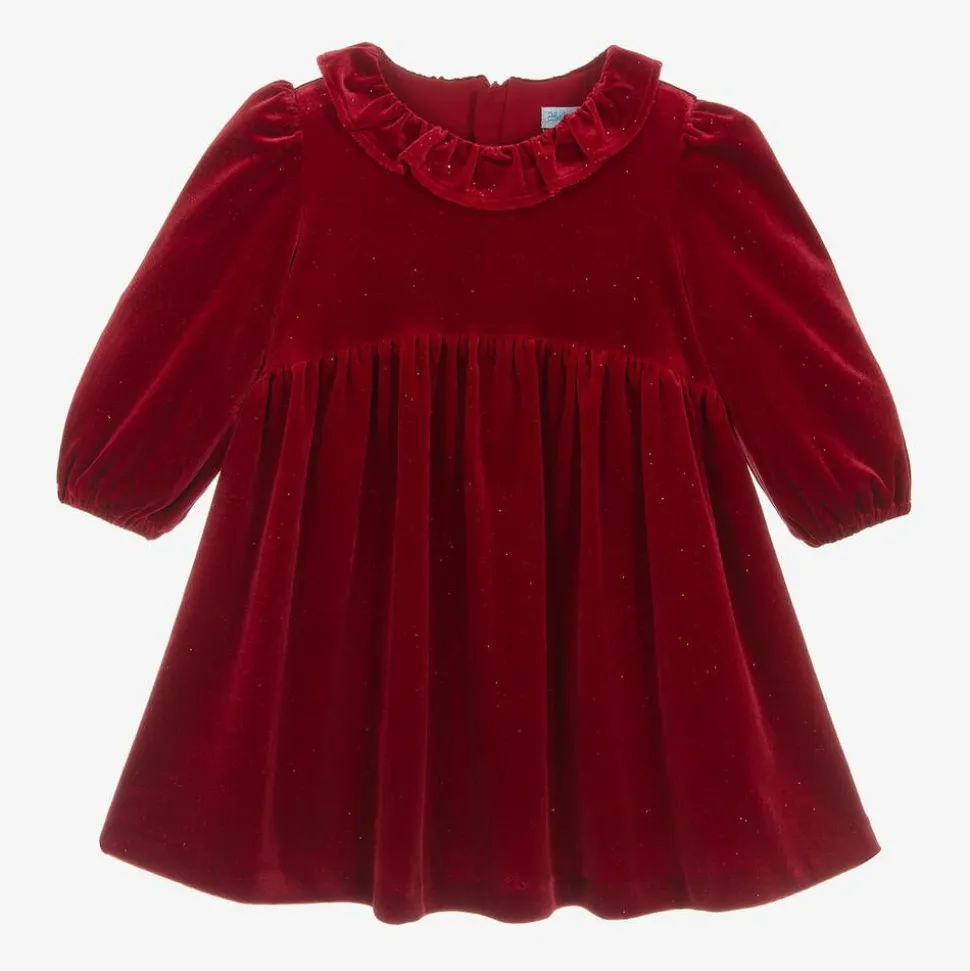 Girls Red Velvet Sparkle Dress