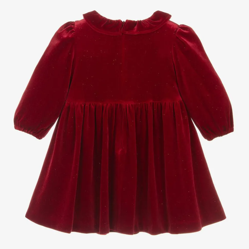 Girls Red Velvet Sparkle Dress