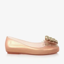 Girls Rose Gold Butterfly Pumps