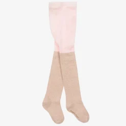 Girls Rose Gold Cotton Glitter Tights