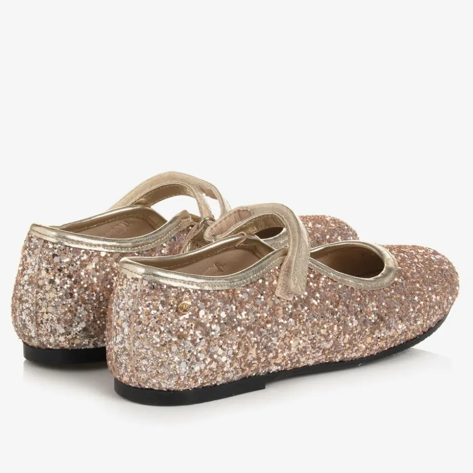 Girls Rose Gold Glitter Shoes
