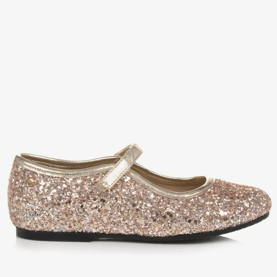 Girls Rose Gold Glitter Shoes