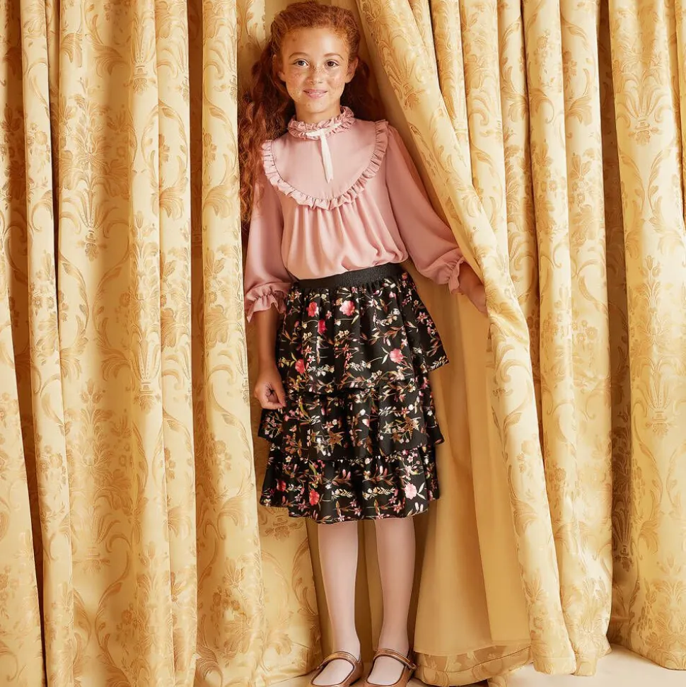 Girls Rose Gold Leather Pumps