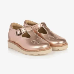 Girls Rose Gold Leather Shoes