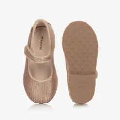 Girls Rose Gold Sequinned Velcro Shoes