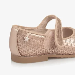 Girls Rose Gold Sequinned Velcro Shoes