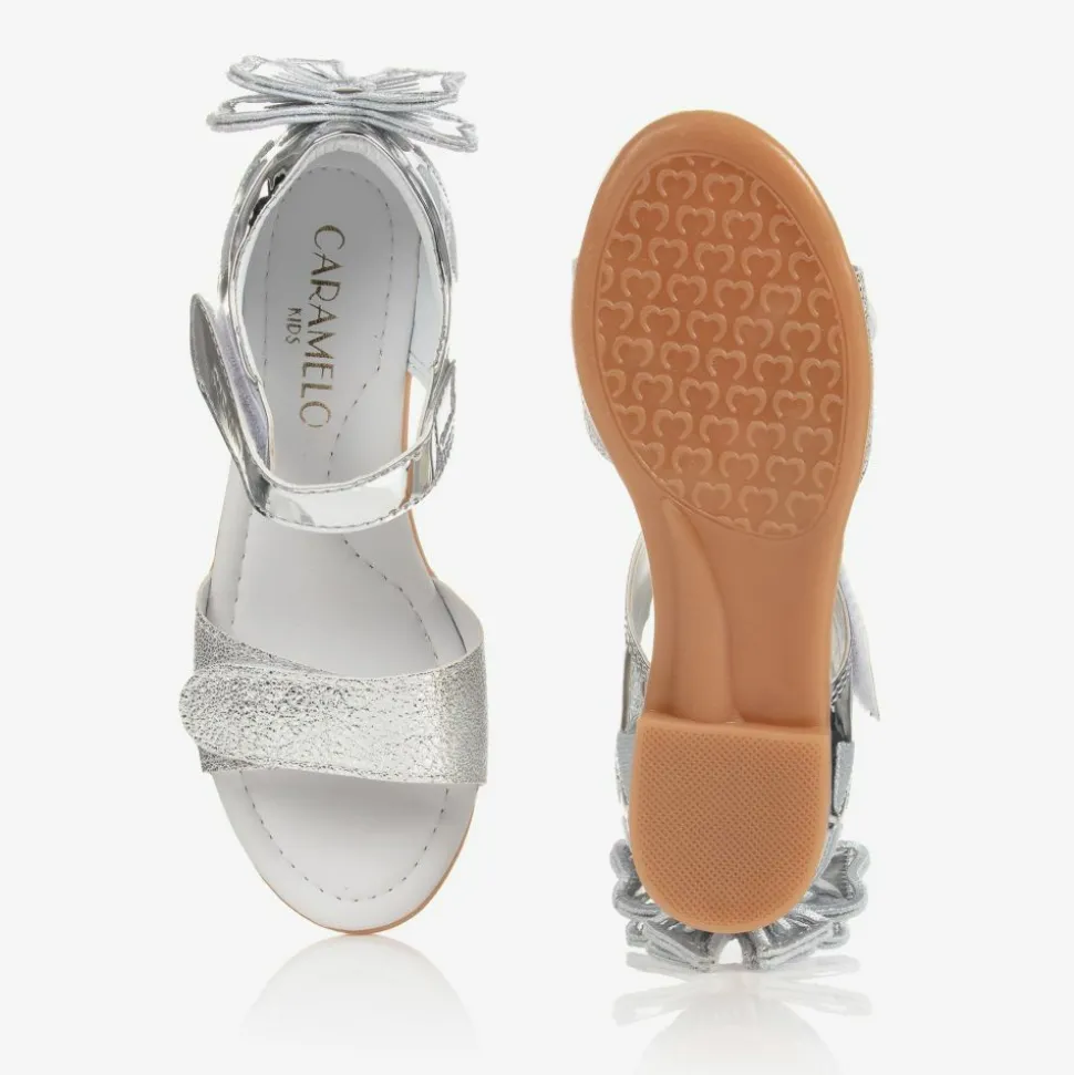 Girls Silver Bow Sandals