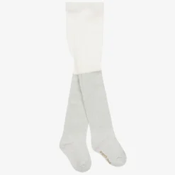 Girls Silver Cotton Glitter Tights