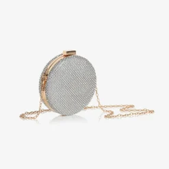 Girls Silver Diamanté Circle Bag (13cm)