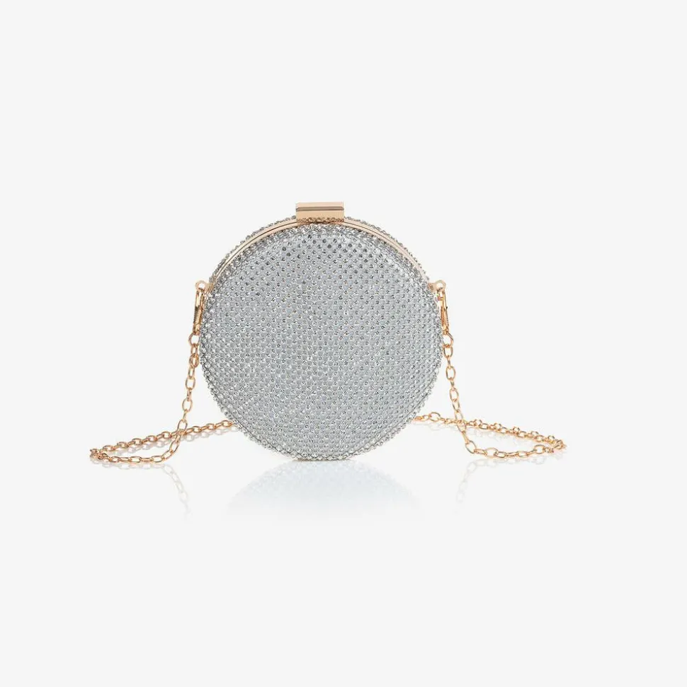 Girls Silver Diamanté Circle Bag (13cm)